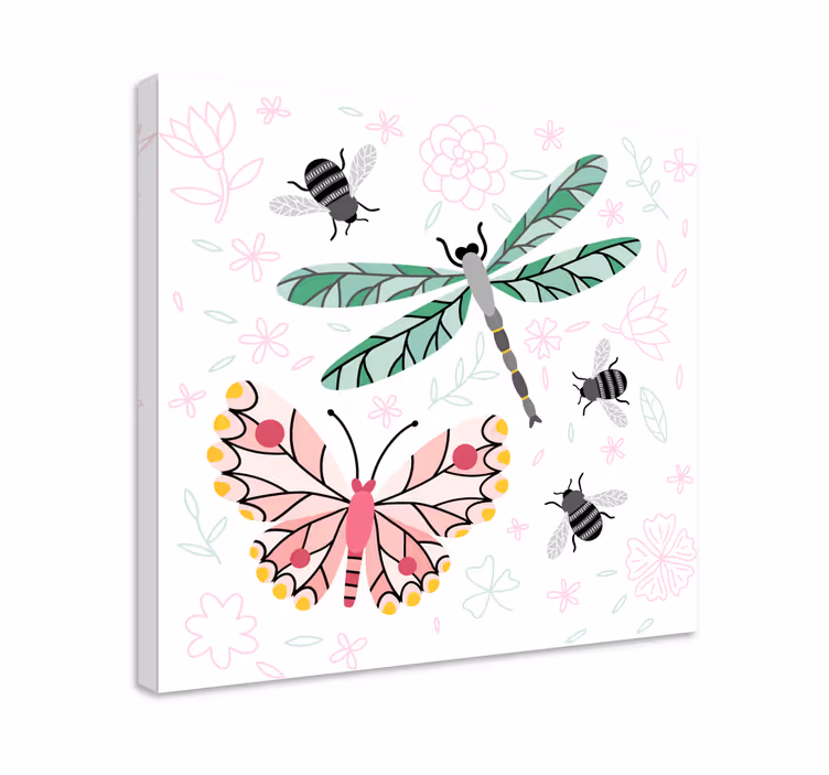 Wandbild schmetterling insekten und blumen - TenStickers