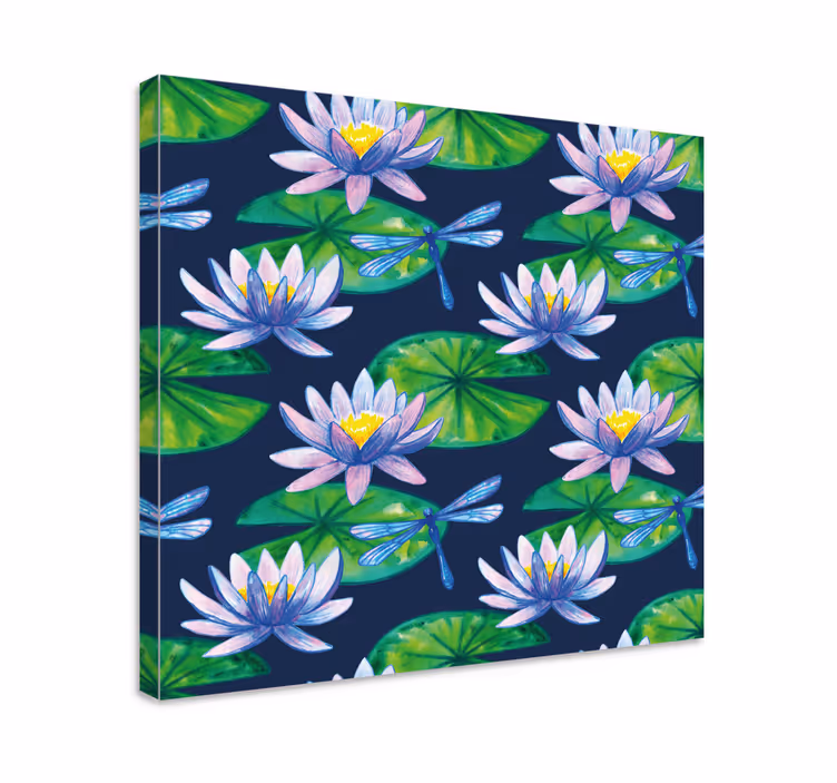 Leinwandbild lotusblumen und libellen - TenStickers