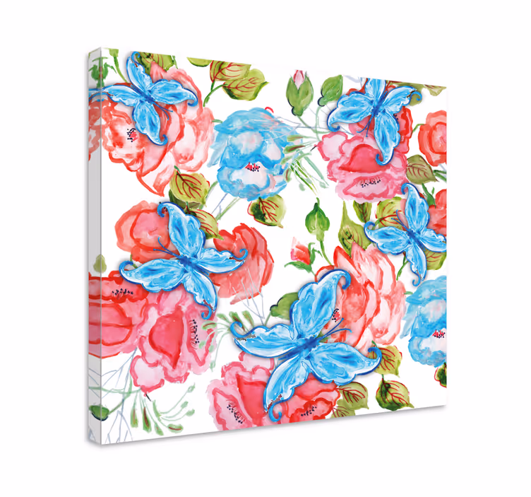 Leinwandbild florales arrangement mit schmetterlingen - TenStickers
