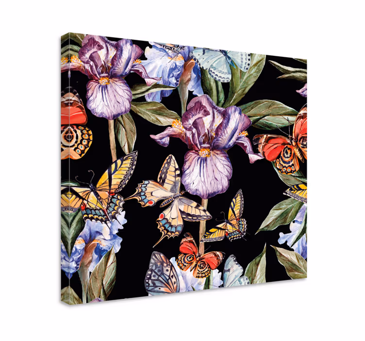 Leinwandbild schmetterlinge und iris - TenStickers