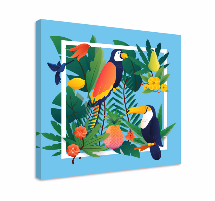 Wandbild tier tropische papageien begegnung - TenStickers
