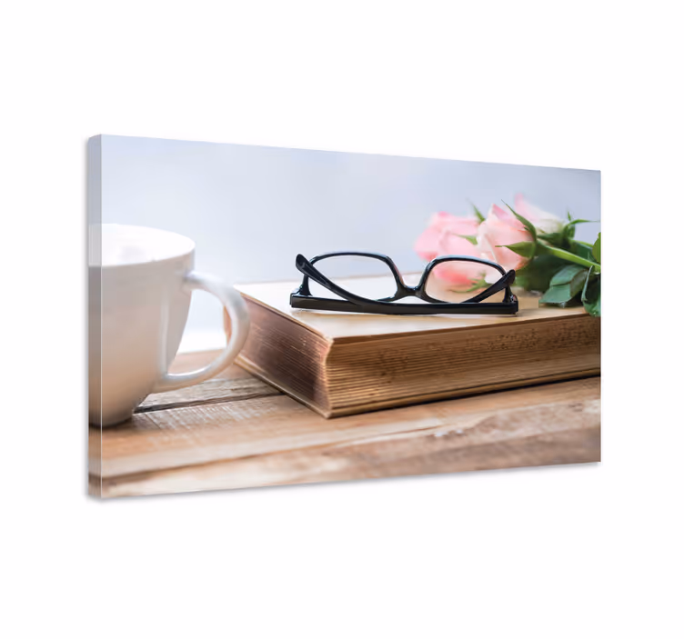 Leinwandbild kaffee und rosen - TenStickers