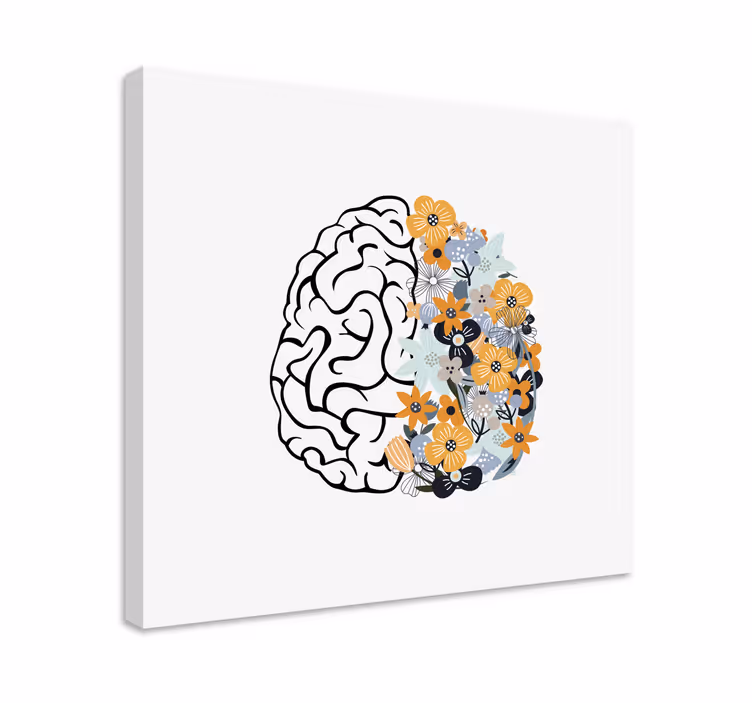 Leinwandbild gehirn mit floralen elementen - TenStickers