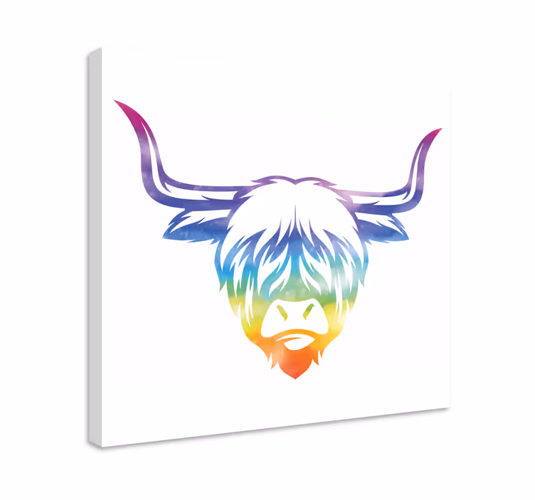 Wandbild tier bunte hochlandrinder - TenStickers