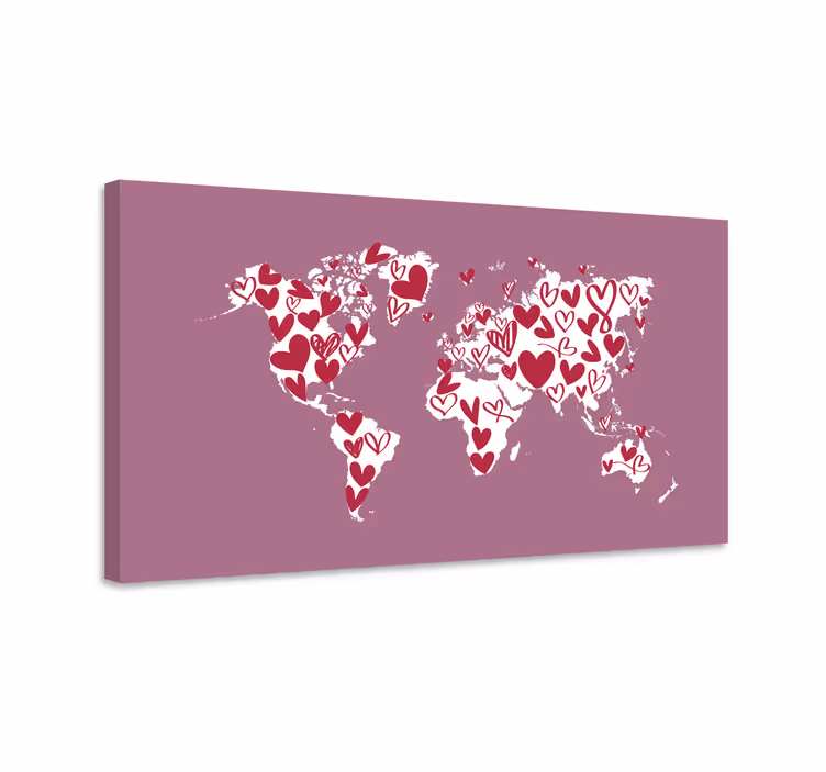weltkarte leinwand Liebesherz - TenStickers