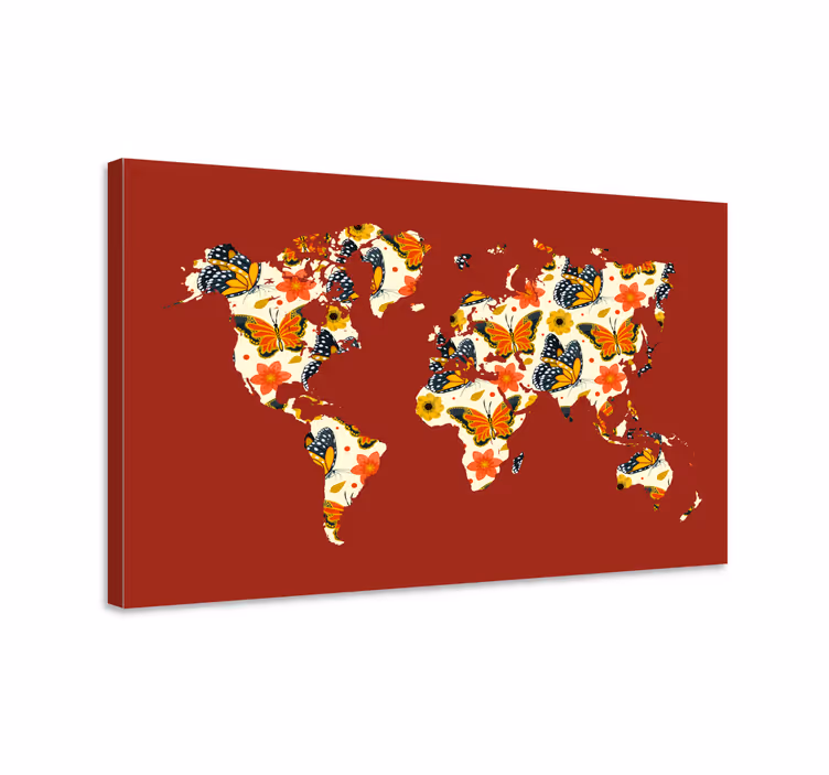 Weltkarte Leinwand Schmetterlings-weltkarte - TenStickers