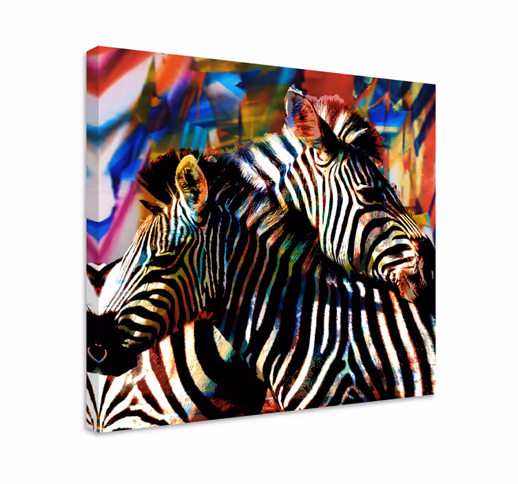 Wandbild tier buntes zebrapaar - TenStickers