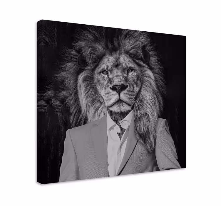 Wandbild tier löwe im anzug - TenStickers