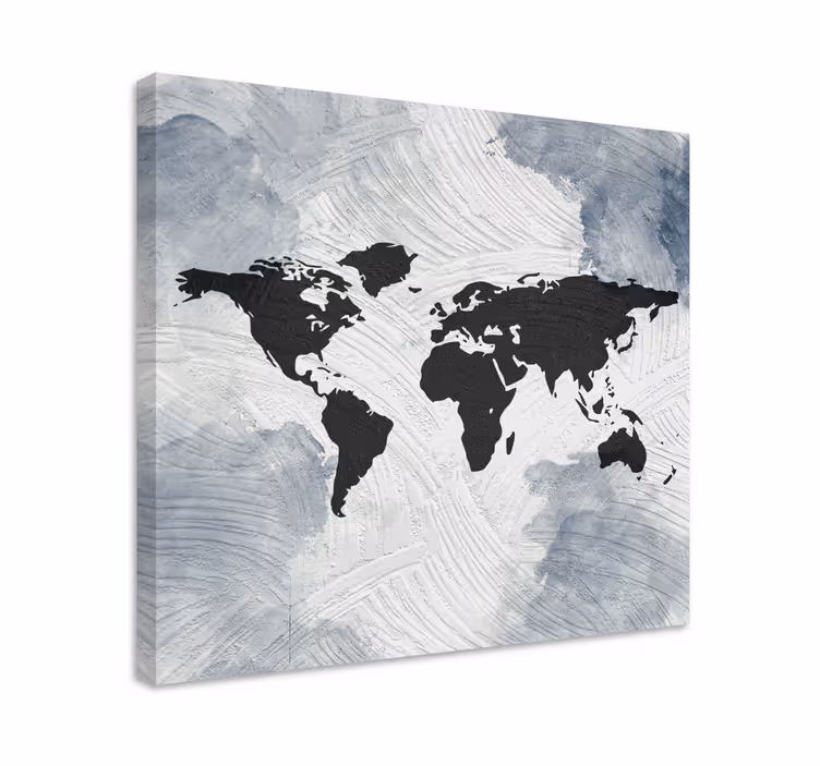 Weltkarte leinwand moderne globale umrisse - TenStickers