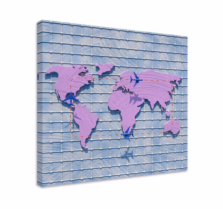 Weltkarte leinwand stilisierte weltkarte - TenStickers