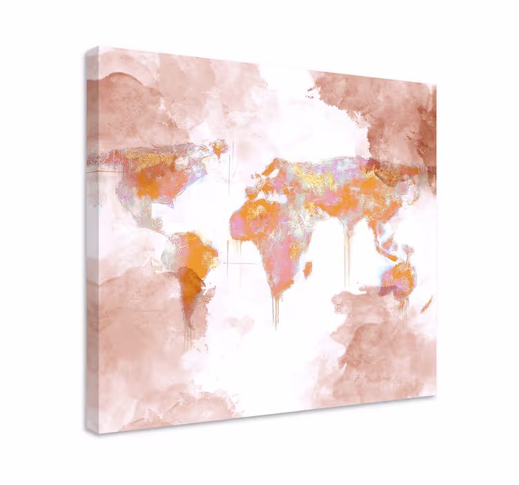 Weltkarte leinwand künstlerische weltkarte - TenStickers