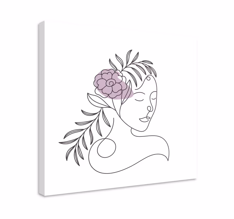 Leinwandbild mit strichzeichnung eines gesichts - TenStickers