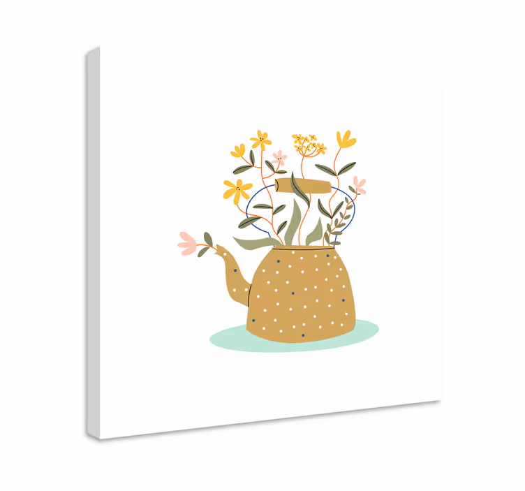 Leinwandbild teekanne mit blumen - TenStickers