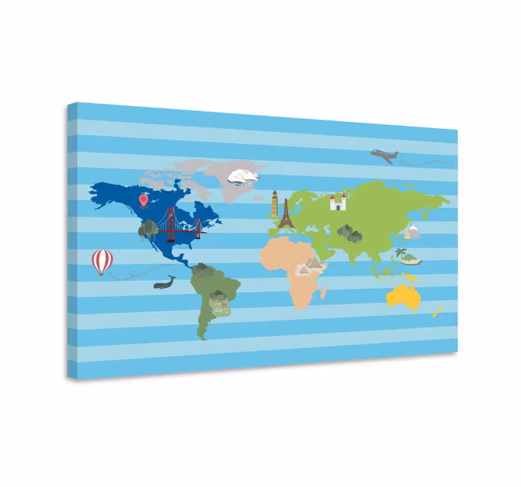 Weltkarte leinwand kreative globale karte - TenStickers