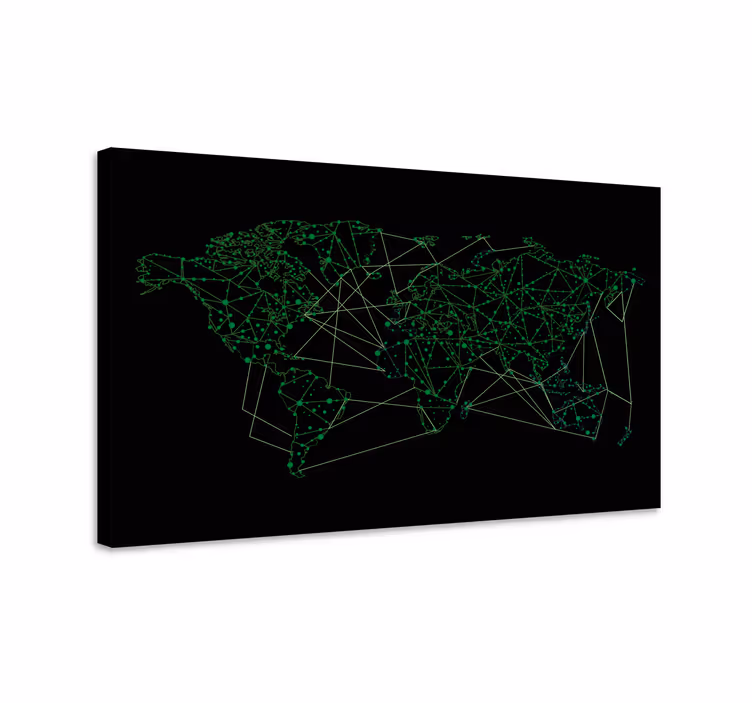 Weltkarte leinwand netzwerkkarten-darstellung - TenStickers