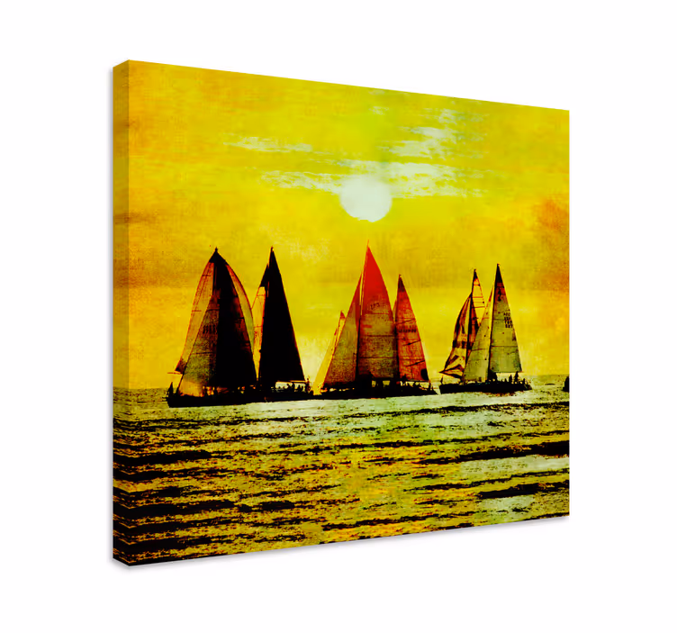 Leinwandbild Meer segelszene bei sonnenuntergang - TenStickers