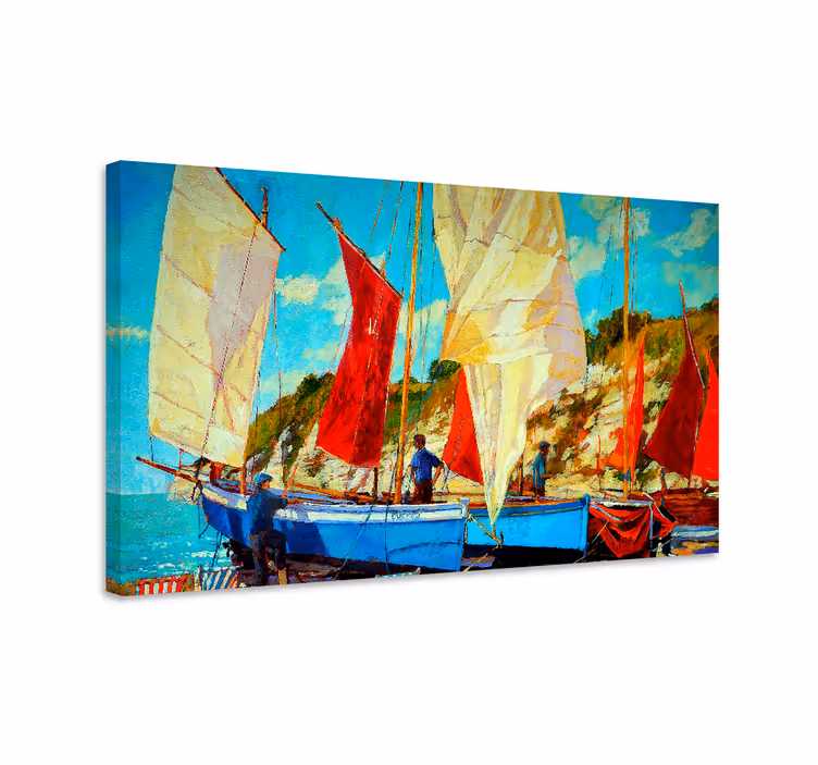 Wandbilder landschaft segelboot szene - TenStickers