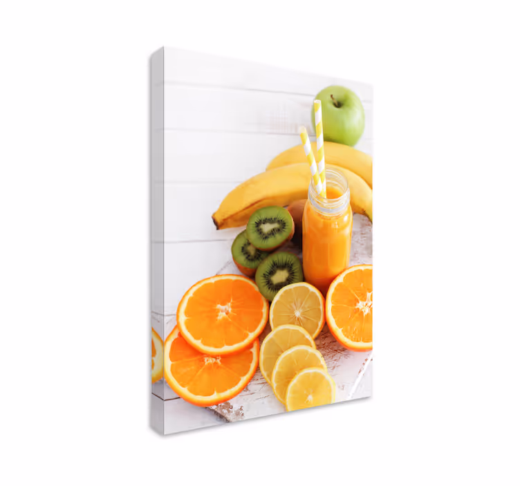 Leinwandbild Obst Geschälte orangen und Äpfel - TenStickers