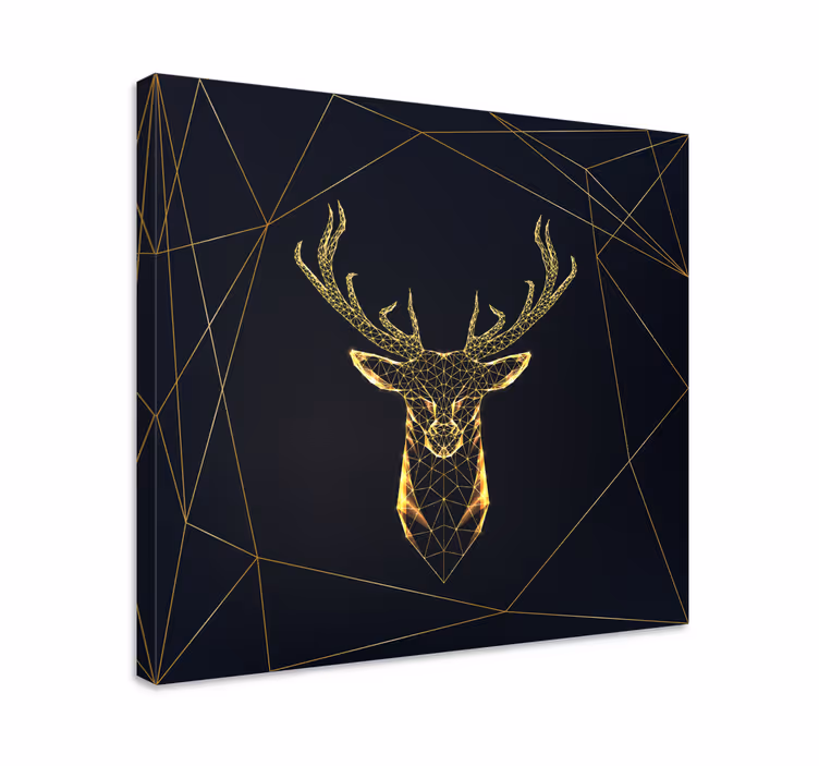 Leinwandbild skandinavisch Geometrischer hirsch mit gold - TenStickers