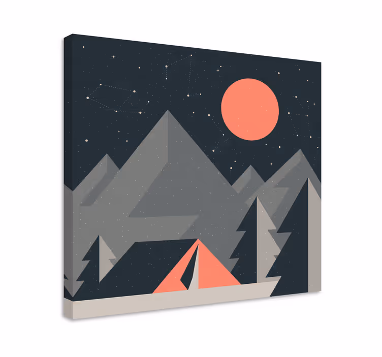 Wandbilder landschaft camping-szene in den bergen - TenStickers
