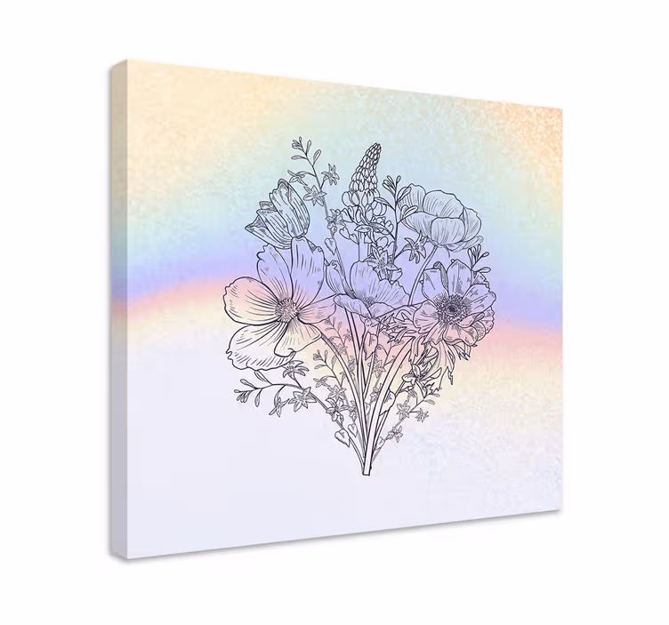 Leinwandbild blumenstrauß umriss - TenStickers