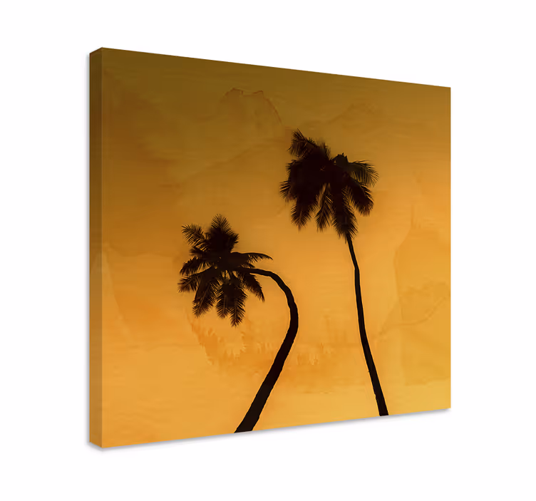 Leinwandbild palmensilhouette bei sonnenuntergang - TenStickers