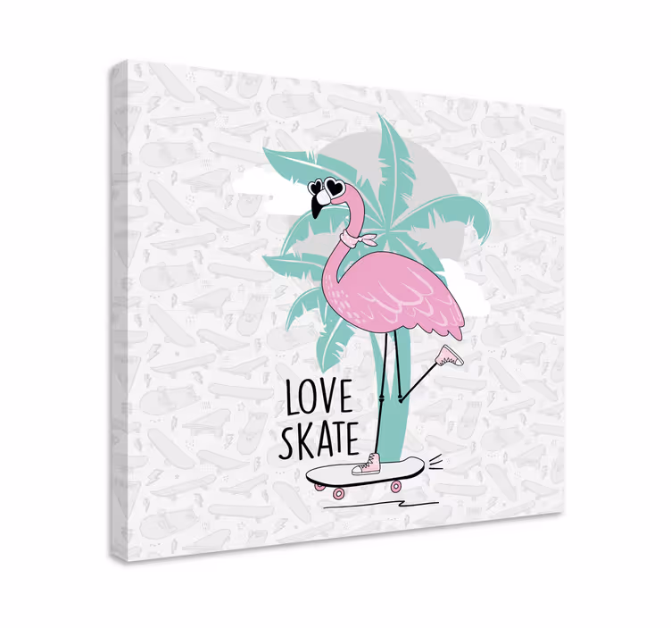 Wandbild tier flamingo skateboard fahrend - TenStickers