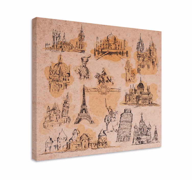 Leinwandbild historische denkmäler kollektion - TenStickers