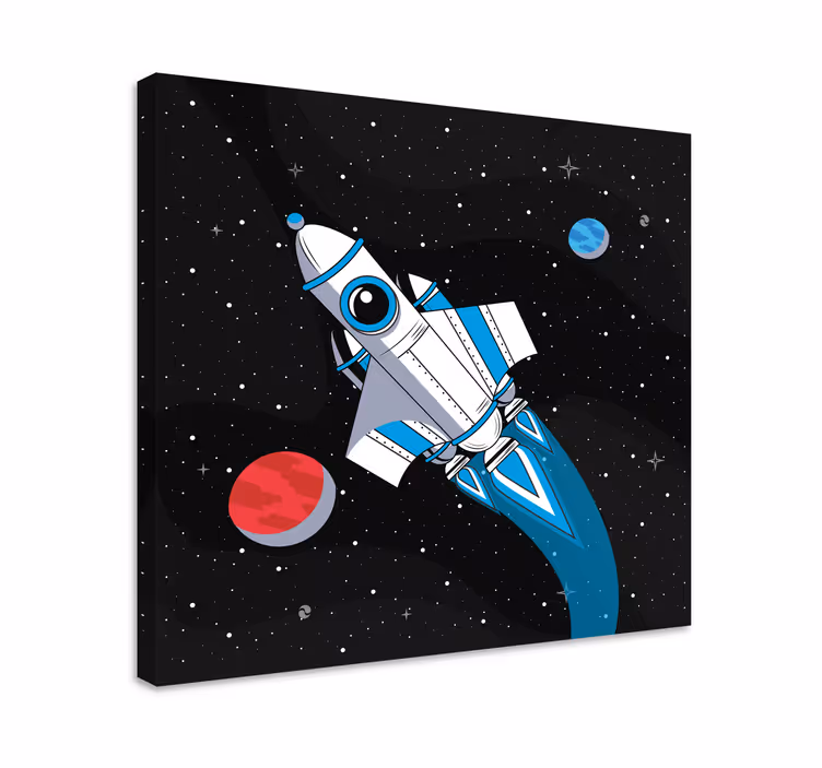 Leinwandbild Kinder Cartoon-spaceshuttle im weltraum - TenStickers