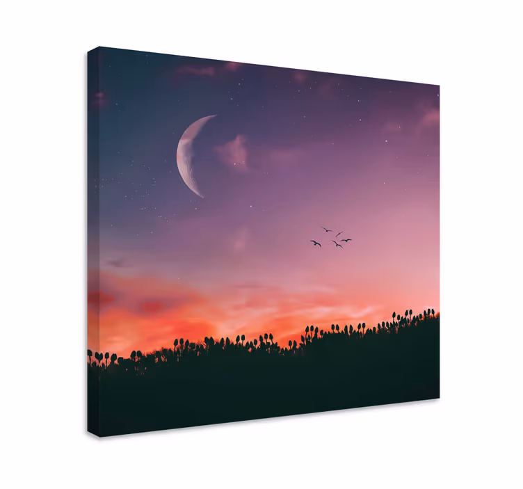 Wandbilder landschaft mondschein dämmerungshimmel - TenStickers