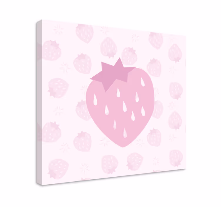 Leinwandbild obst pinkes herz erdbeere - TenStickers