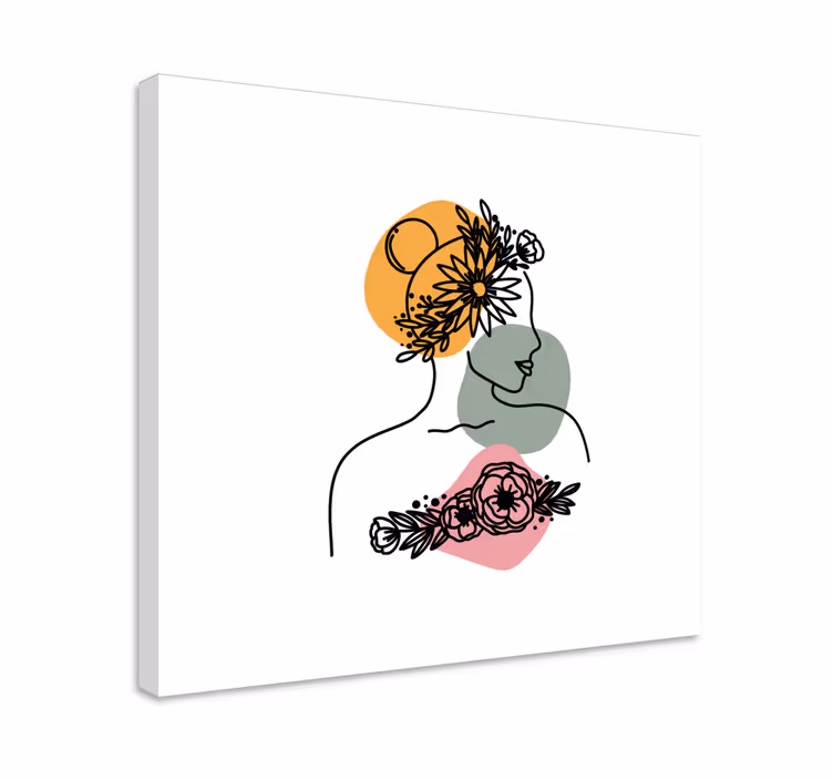 Leinwandbild Blume Erstaunliche frau blumengesicht - TenStickers