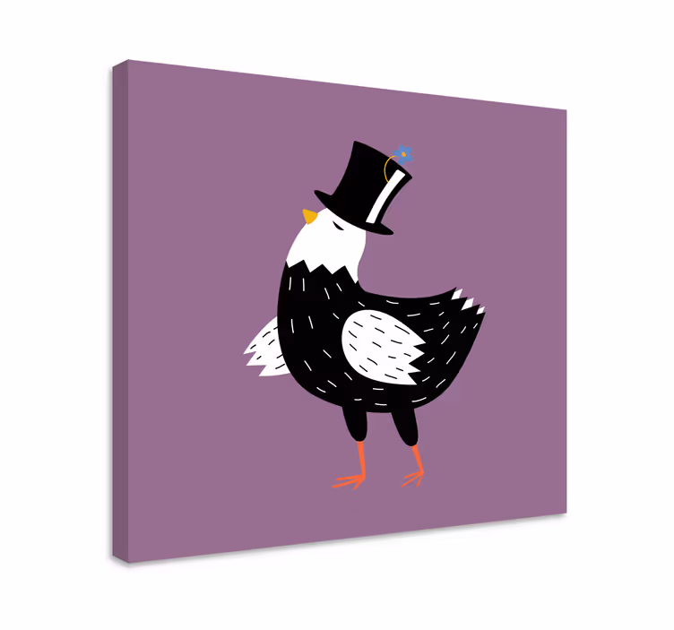 Leinwandbild vogel schicker vogel im hut - TenStickers
