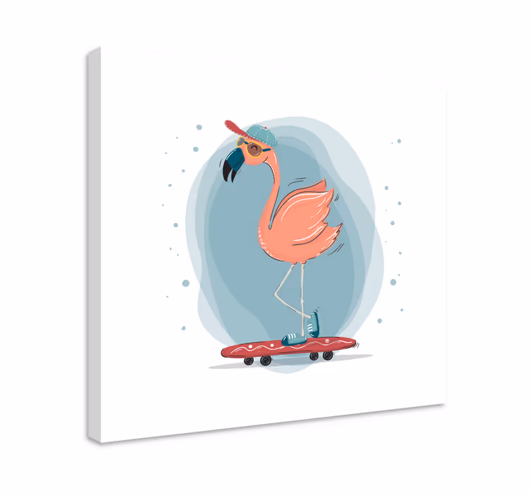 Wandbild tier skating flamingo - TenStickers