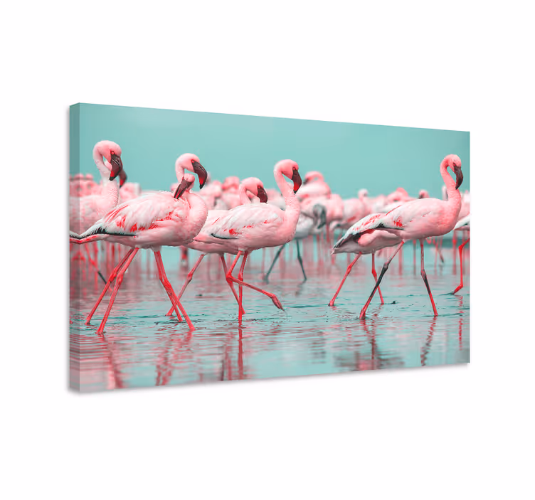 Leinwandbild Diele Schönes flamingos-walking-design - TenStickers