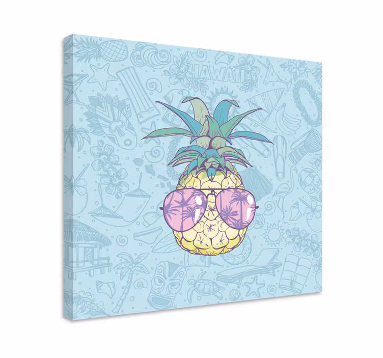 Leinwandbild obst ananas mit sonnenbrille - TenStickers