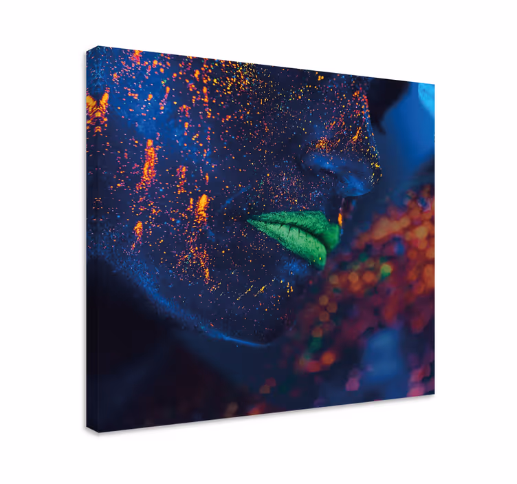 Kunst auf leinwand glitzernde gesichtskunst - TenStickers