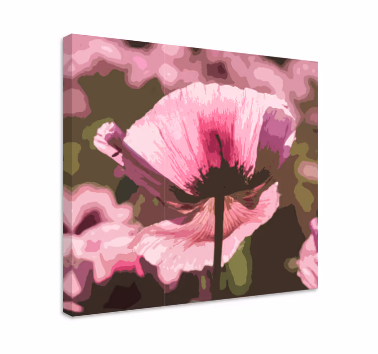 Leinwandbild Blume Malerei von rosa mohnblumen auf dem feld - TenStickers