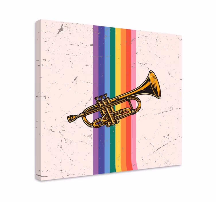 Wandbild Schlafzimmer Bunte messingtrompete - TenStickers