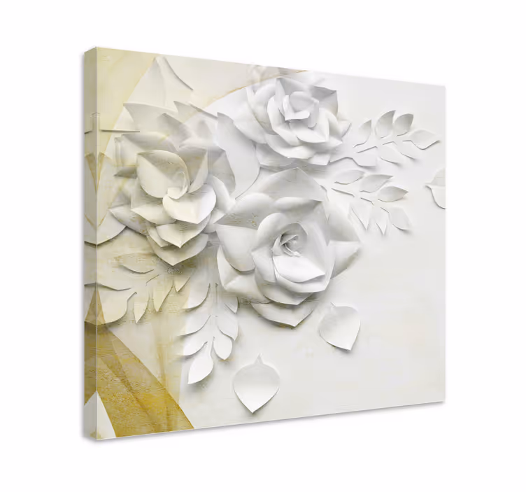 3D Wandbilder Elegante goldweiße blüten - TenStickers