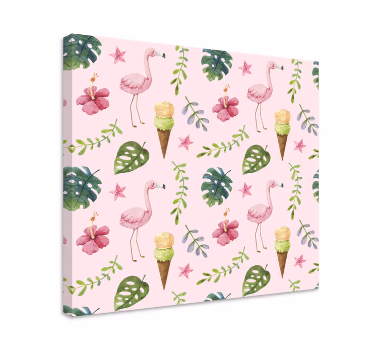 Mosaik leinwand flamingos und eiscreme - TenStickers