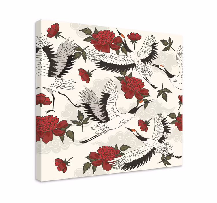 Mandala wandbilder mit kranichen und blumen - TenStickers