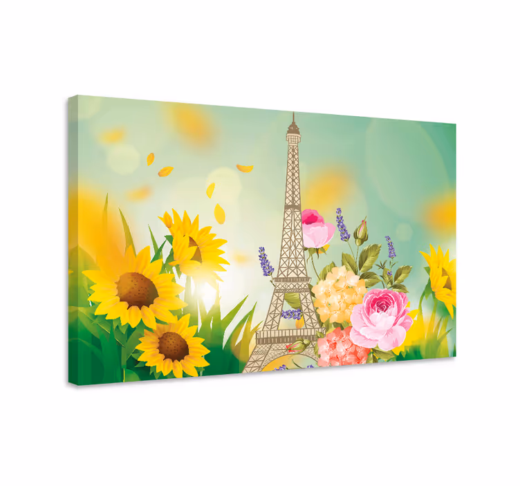 Leinwandbild eiffelturm mit blumenmotiv - TenStickers