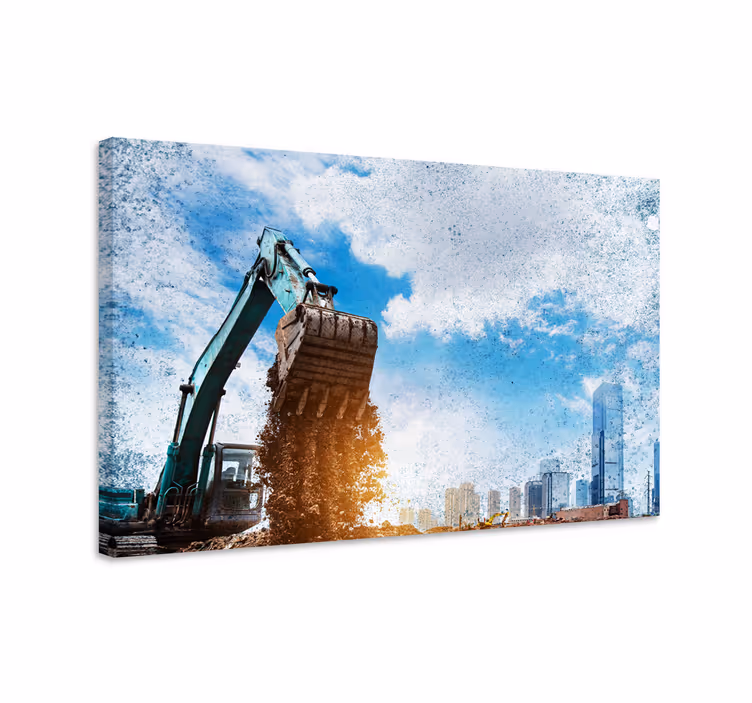Leinwandbild bagger stadtlandschaft - TenStickers