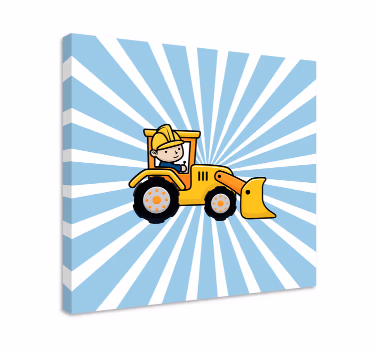 Leinwandbild Kinder bauarbeiter traktor - TenStickers