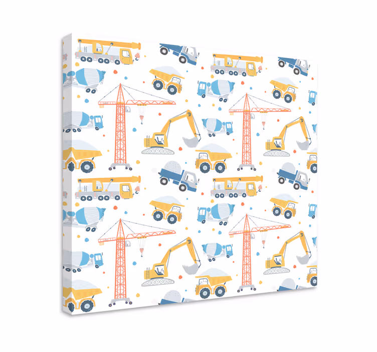 Leinwandbild Kinder Pastellfarbene baufahrzeuge - TenStickers