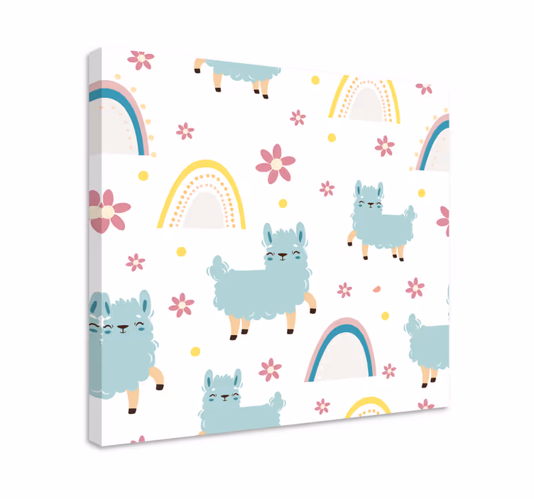 Wandbild tier llama und blumen - TenStickers