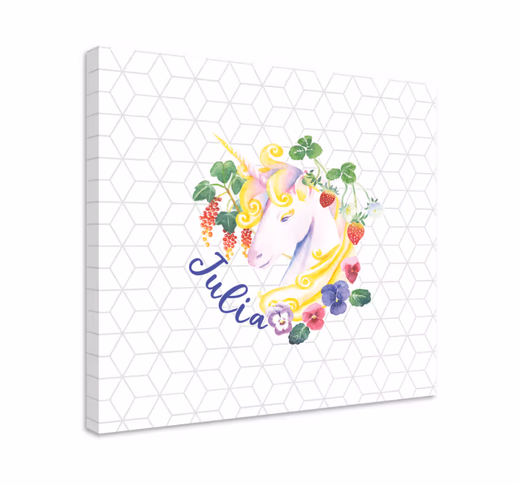 Einhorn wandbild mit floraler anordnung - TenStickers