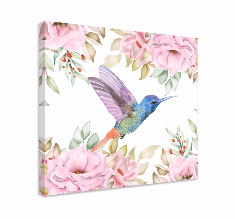 Leinwandbild vogel kolibri unter rosen - TenStickers