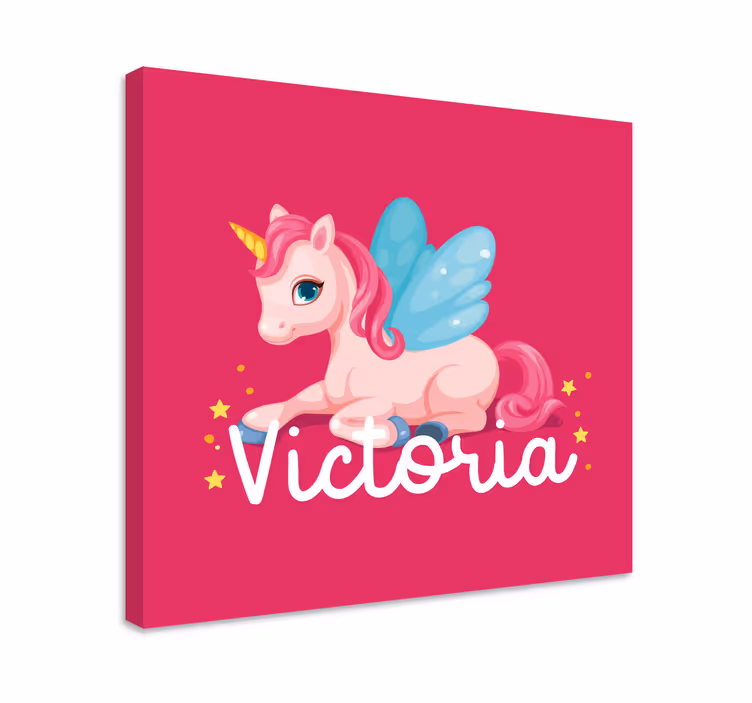 Leinwandbild personalisiert Lustiges rosa glückliches einhorn - TenStickers